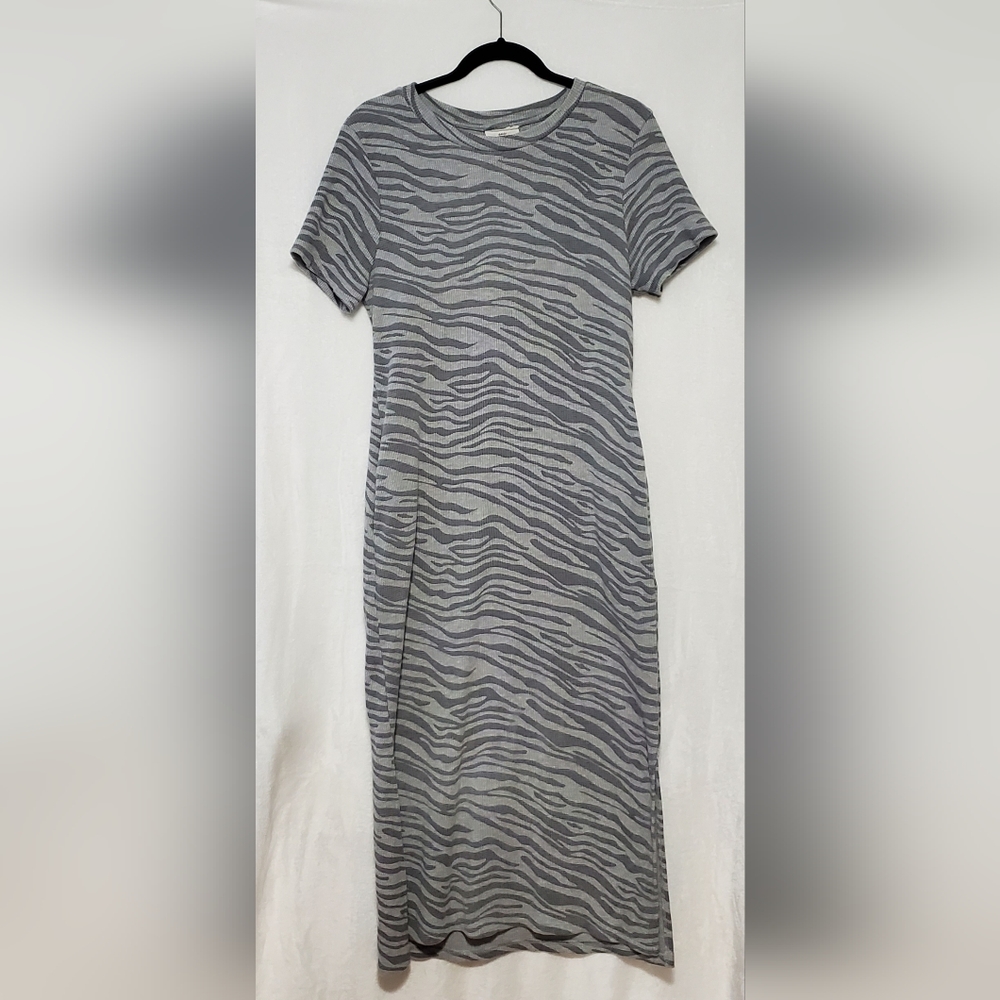 Anthropologie Daily Practice Gray Zebra Print Dress Size L